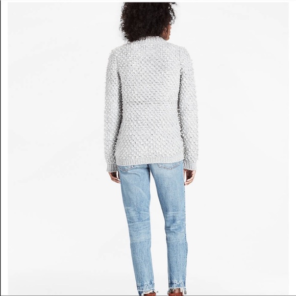 Lucky Brand Grey Chunky Textured Bomber Sweater 1X - Picture 3 of 16